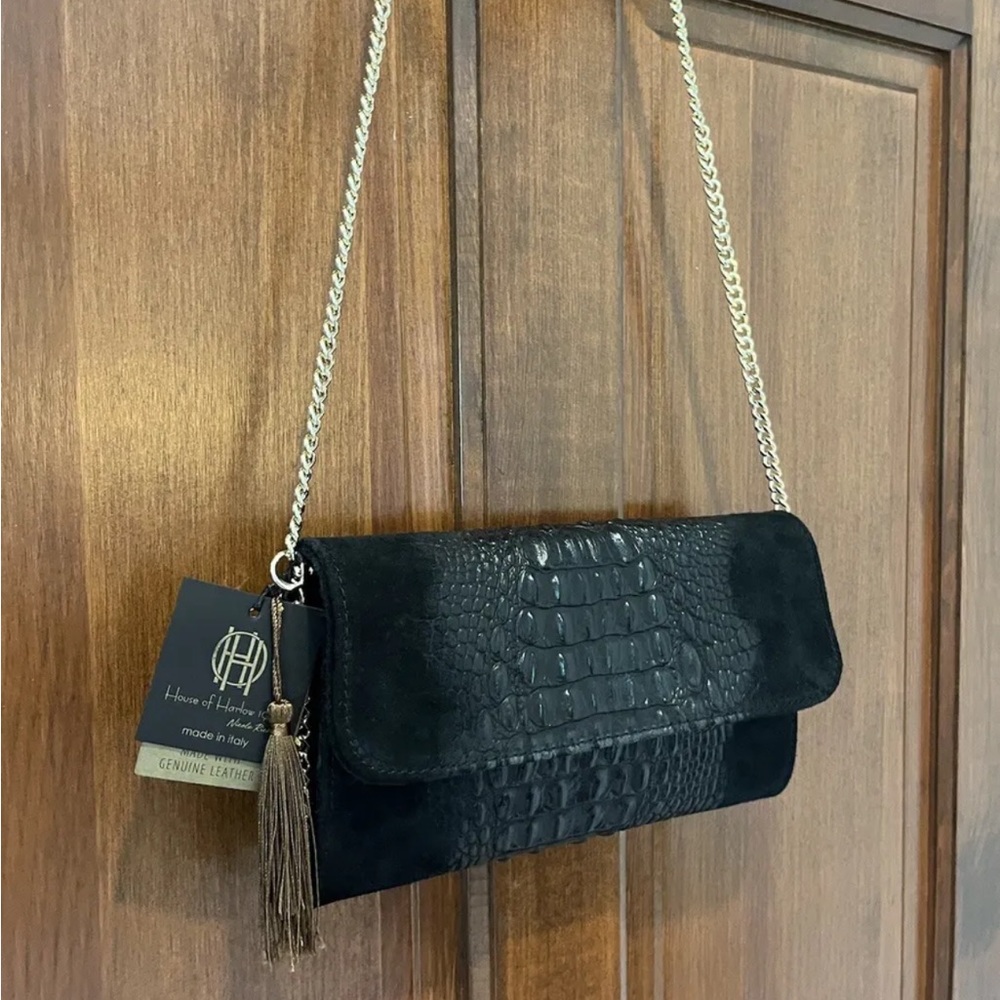House of Harlow 1960 Black Crocodile Leather Crossbody Bag - NWT